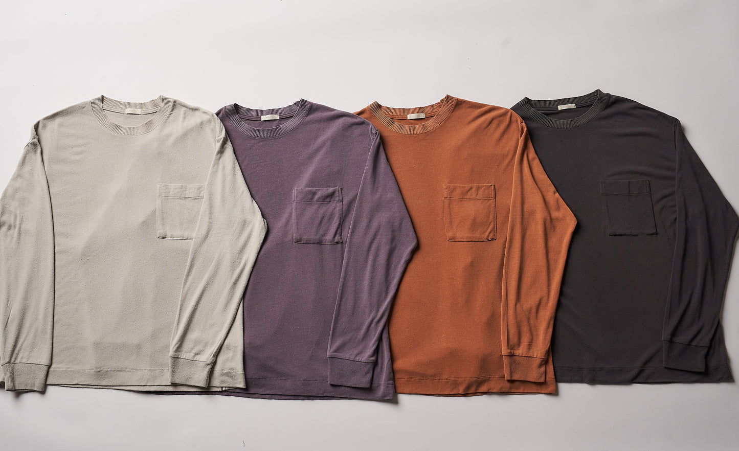 Raw silk long-sleeved T-shirt