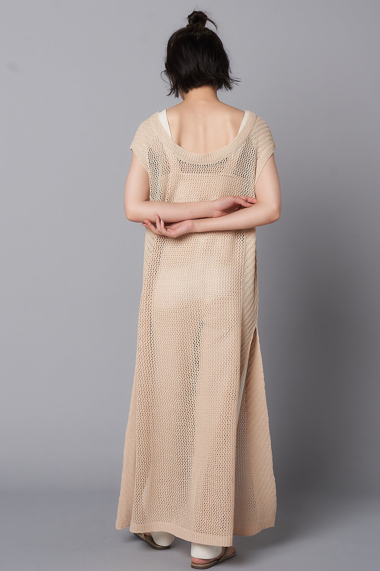 低丝绸镂空针织 2WAY 连衣裙
